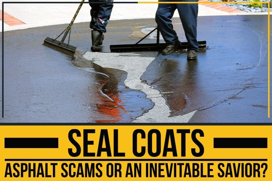 Seal Coats – Asphalt Scams Or An Inevitable Savior? 2 AAA Paving workers sealing a driveway.